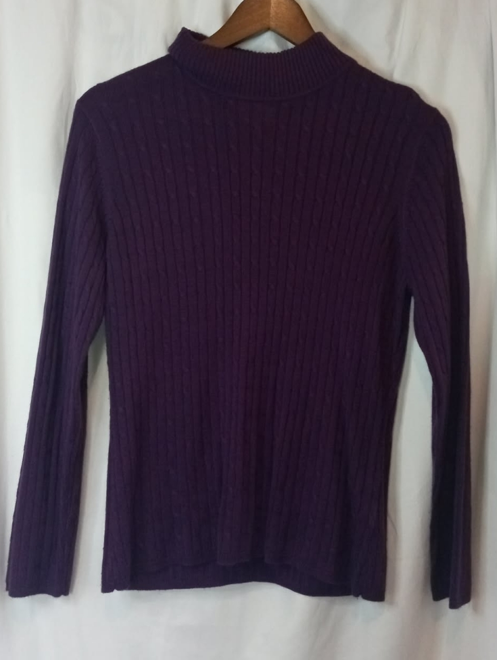 croft & barrow Plum Ribbed Mock Neck Purple Petite Medium Office Cozy Casual